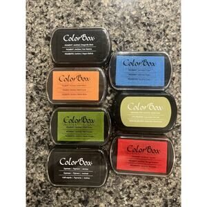 COLOR BOX Ink Pads Various Lot of 7 Pigment Dye Espresso Moss Green Sweet Melon